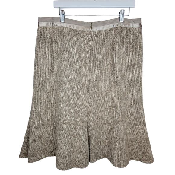 Lafayette 148 New York Metallic Neutral Tweed A-line Skirt - Size 14 - Picture 2 of 4